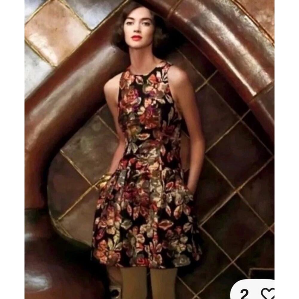 Anthro Leifsdottir Adelita Dress Women Size 6 NWT Brocade Shimmer Metallic - Picture 2 of 9